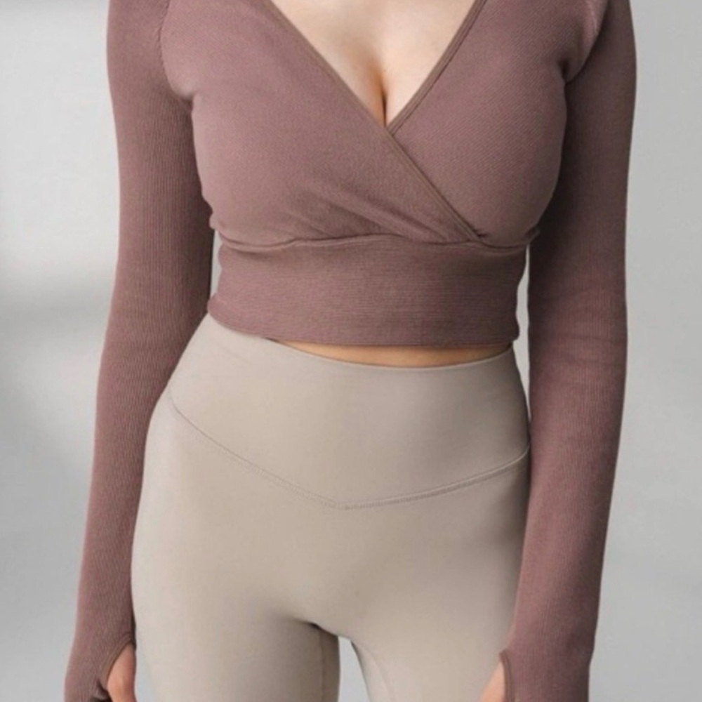 Chic Dusty Pink Wrap Crop Top